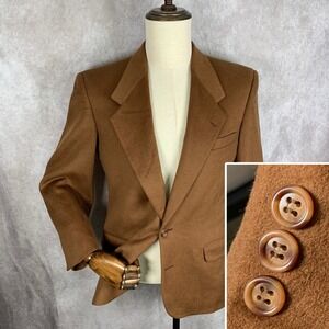 Cashmere Blazer Jacket Men 38R Brown Sport Coat Suit Jacket Fioravanti